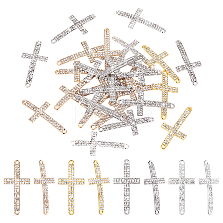 40Pcs 4 Colors Religion Alloy Crystal Rhinestone Connector Charms FIND-PH0038-10-1
