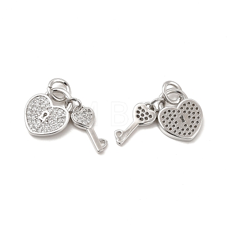 Brass Micro Pave Clear Cubic Zirconia Charms KK-E068-VB177-1