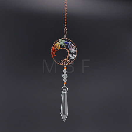 Tree of Life Natural Mixed Stone Chips Hanging Suncatchers TREE-PW0004-08C-1