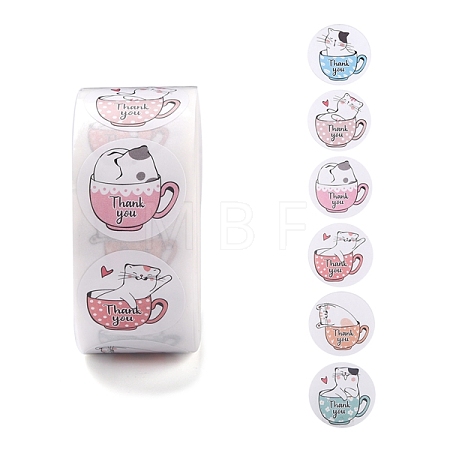 500 Adorable Round Cartoon Stickers in 6 Designs X-DIY-B010-01-1