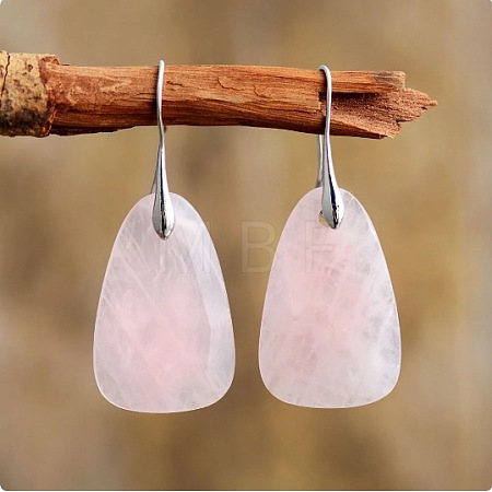 Brass & Rose Quartz Dangle Earrings FS-WGAFFE8-01-1