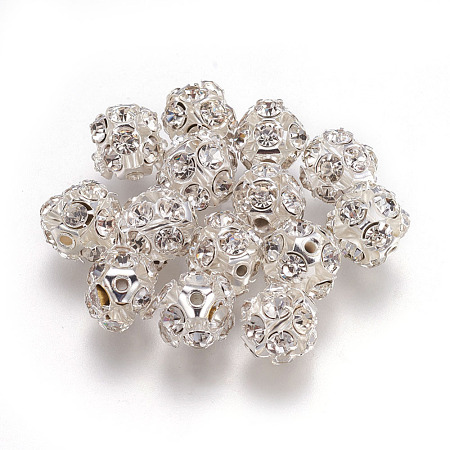Brass Clear Rhinestone Beads RB-A017-10mm-S-1