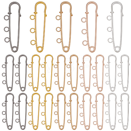 25Pcs 5 Colors Iron Brooch Findings FIND-SP0006-11-1