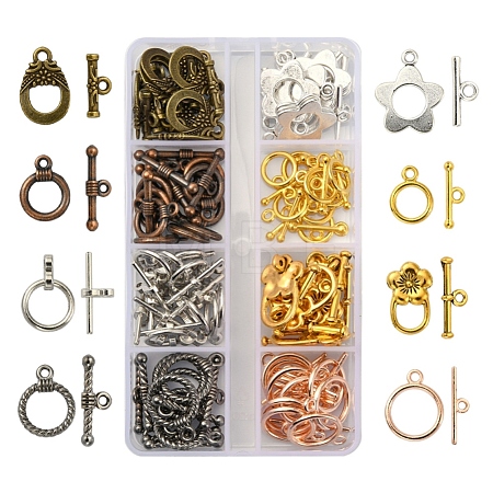 74Set 8 Style Tibetan Style Alloy Toggle Clasps FIND-YW0001-38-1