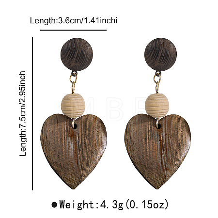Resin & Wood Stud Dangle Earrings for Women WGA542A-02-1