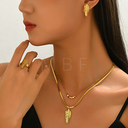 Women's Stainless Steel Earrings & Necklaces & Rings Sets TF8772-1