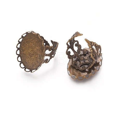 Adjustable Brass Filigree Ring Components X-KK-E478-AB-NF-1