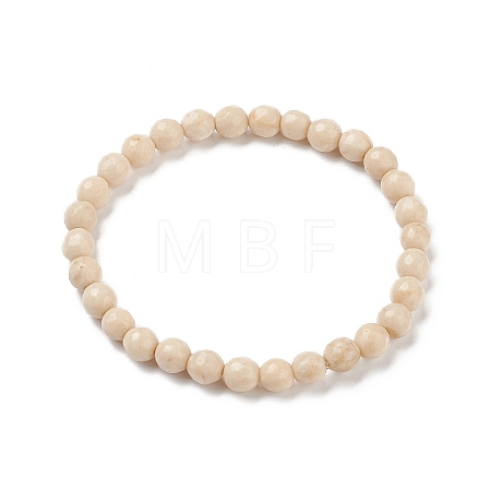 Natural Fossil Bead Stretch Bracelets BJEW-K212-A-015-1