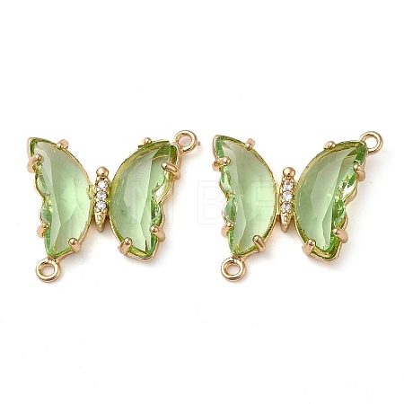 Brass Pave Faceted Glass Connector Charms X-FIND-Z020-04H-1