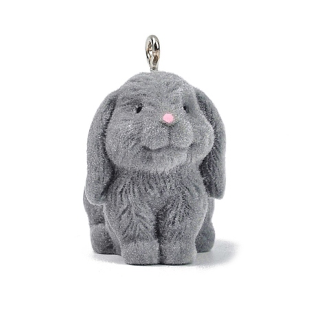Animal Theme Flocky Opaque Resin Pendants RESI-H042-01P-18-1