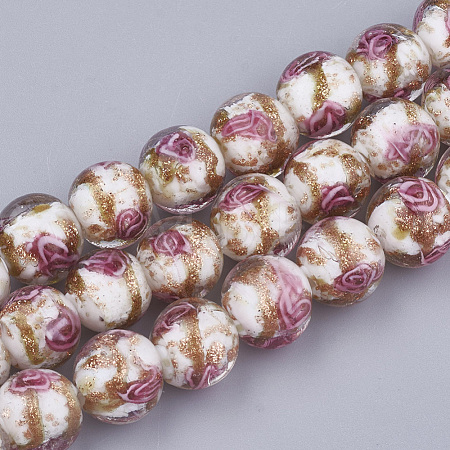 Handmade Gold Sand Lampwork Beads LAMP-T006-08J-1