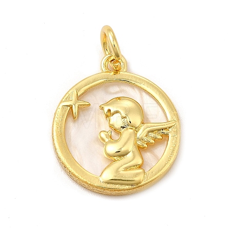 Rack Plating Brass with Plastic Pendants KK-G459-01G-02-1