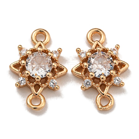 Brass Cubic Zirconia Star Connector Charms KK-U037-32G-01-1