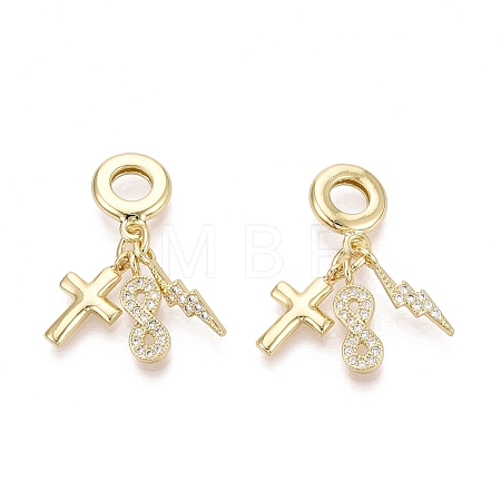 Brass Micro Pave Clear Cubic Zirconia European Dangle Charms KK-N287-33C-G-1