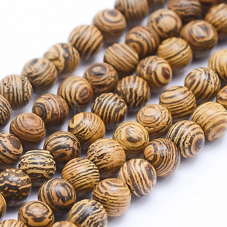 Natural Wenge Wood Beads Strands WOOD-P011-05-10mm-1