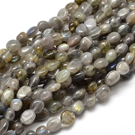 Natural Labradorite Nuggets Beads Strands G-J335-40-1
