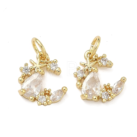 Brass Micro Pave Clear Cubic Zirconia Pendants KK-D228-17G-1