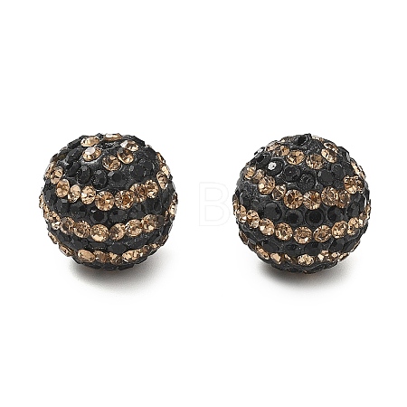 Stripe Pattern Polymer Clay Rhinestone Beads CLAY-NH0001-01G-1