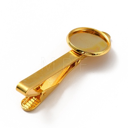 Brass Tie Bar Clips Tie Pins with Blank Cabochon Settings KK-A159-01G-1