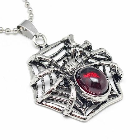 Alloy Glass Pendant Necklaces NJEW-S381-098-1