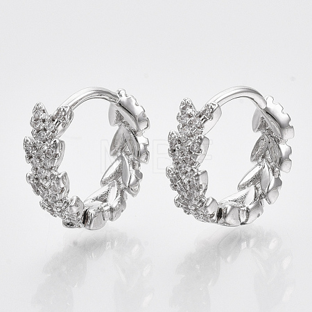 Brass Micro Pave Cubic Zirconia Huggie Hoop Earring EJEW-N011-03P-1