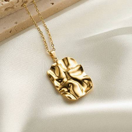 304 Stainless Steel Textured Pendant Necklaces for Women WG28923-04-1