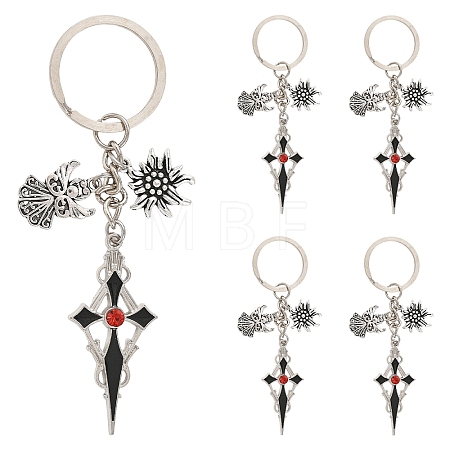 5Pcs Alloy Rhinestone Keychains KEYC-YW00288-01-1