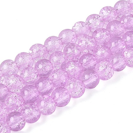 Plum Crackle Glass Round Beads Strands X-CCG-Q002-6mm-04-1
