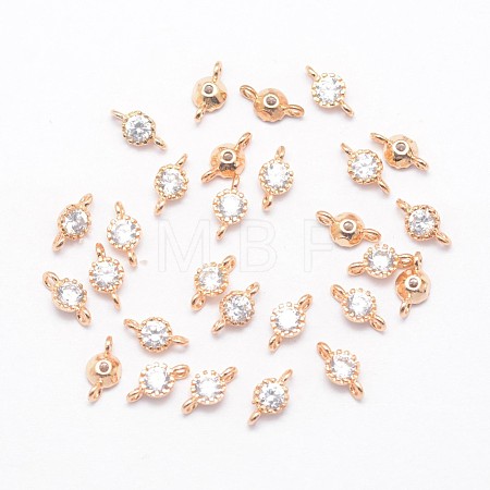 Real Light Gold Plated Brass Cubic Zirconia Flat Round Links KK-E672-015KCG-1