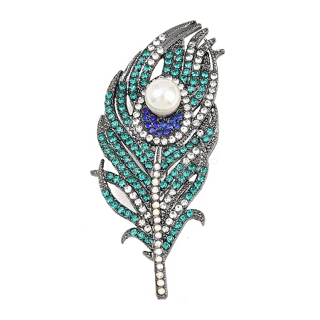 Feather Shape Imitation Pearl Pins JEWB-B036-02B-1