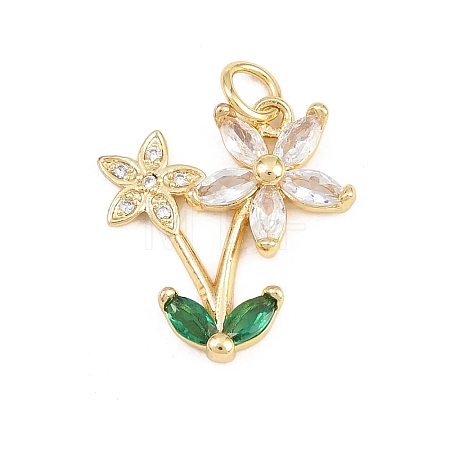 Brass Micro Pave Colorful Cubic Zirconia Pendants KK-E798-02G-G-1