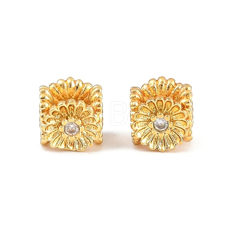 Brass Micro Pave Clear Cubic Zirconia Beads CU-CBA6A75-34G-1