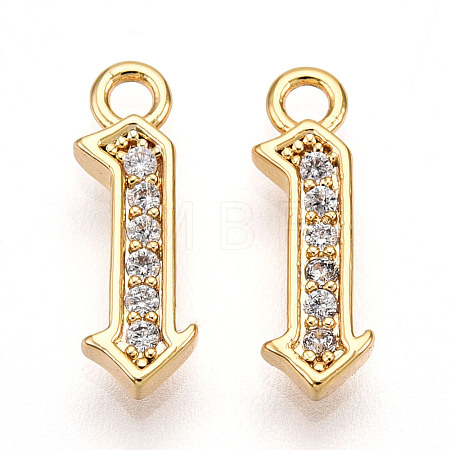 Brass Micro Pave Cubic Zirconia Charms KK-N261-104A-G-1