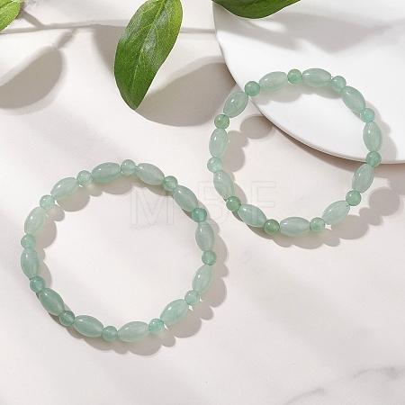 2Pcs 2 Styles  Natural Green Aventurine Beaded Stretch Bracelets for Couple BJEW-JB13416-02-1