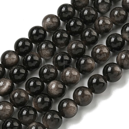 Natural Silver Obsidian Beads Strands G-S150-20A-10MM-1