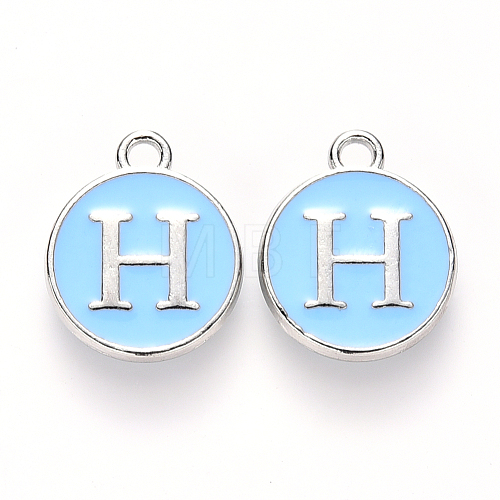 Platinum Plated Alloy Enamel Charms ENAM-S118-04H-P-1