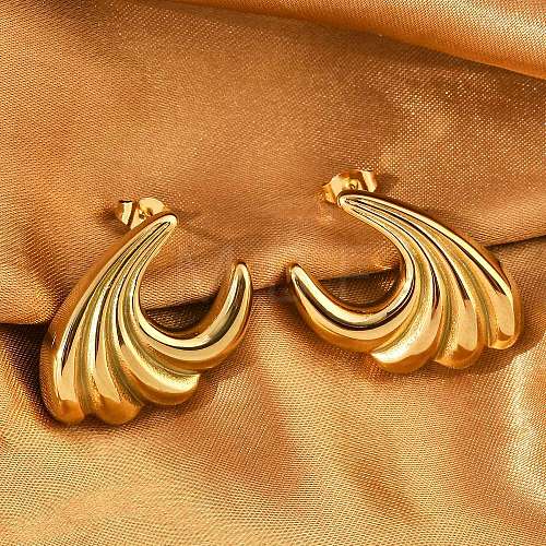 304 Stainless Steel Sea Wave Stud Earrings EJEW-M073-07G-02-1