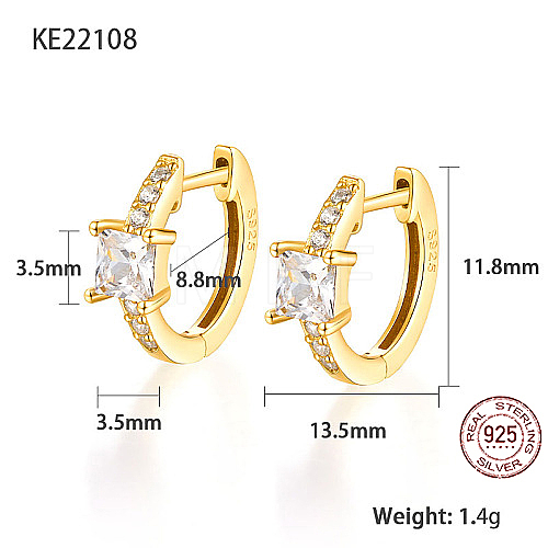 Real 18K Gold Plated 925 Sterling Silver Hoop Earrings ZC1005-7-1