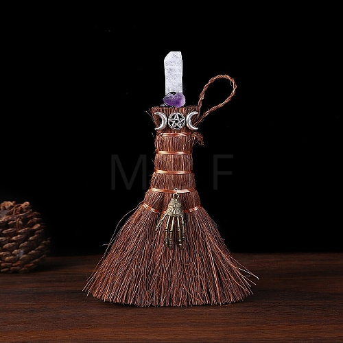 Natural Quartz Crystal Witch Brooms Pendant Decorations PW-WG0D0C3-06-1