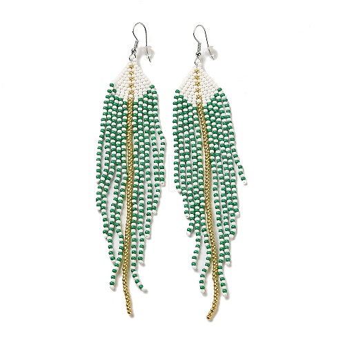 Bohemia Woven Glass Seed Bead Dangle Earrings EJEW-A046-04B-1