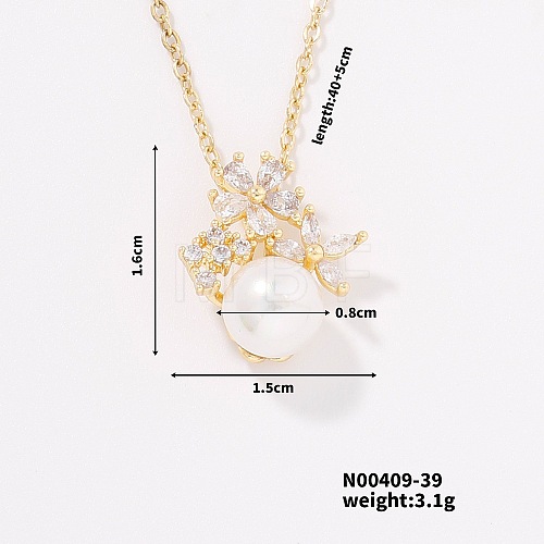 Fashionable Brass Clear Cubic Zirconia Pendant Cable Chain Necklaces for Women FN2830-3-1