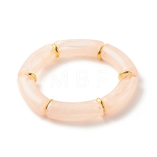 Acrylic Tube Beaded Stretch Bracelets X-BJEW-JB07774-05-1
