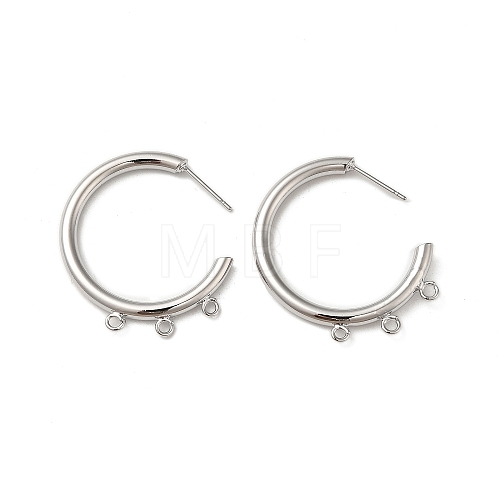Ring Brass Stud Earring Finding KK-C042-08P-1