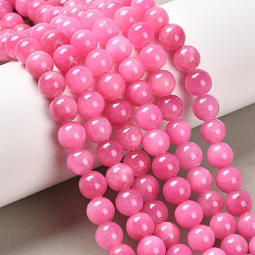 Natural Mashan Jade Round Beads Strands G-D263-8mm-XS30-1