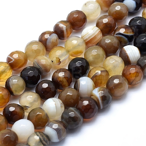 Natural Striped Agate/Banded Agate Beads G-J371-14-14mm-1