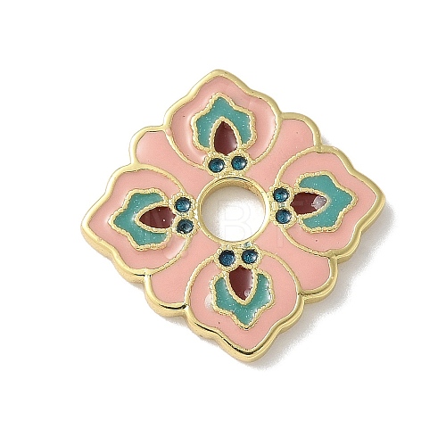 Flower Brass Enamel Beads KK-P290-11G-01-1