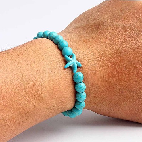 Turquoise Bracelet with Elastic Rope Bracelet DZ7554-34-1
