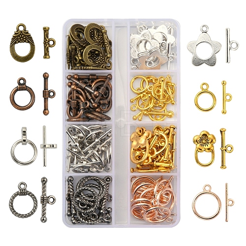74Set 8 Style Tibetan Style Alloy Toggle Clasps FIND-YW0001-38-1
