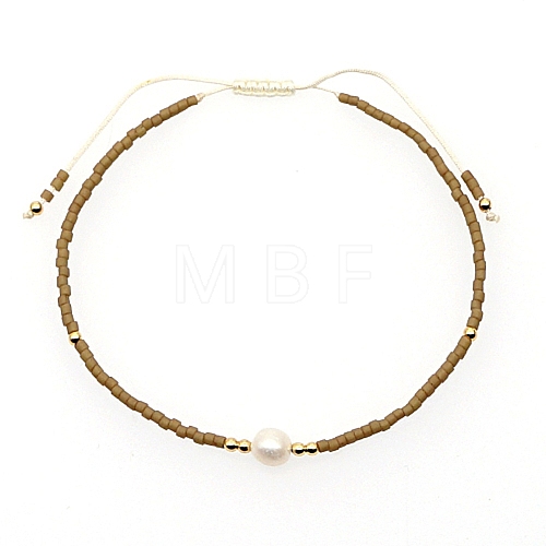 Glass Imitation Pearl & Seed Braided Bead Bracelets WO2637-23-1