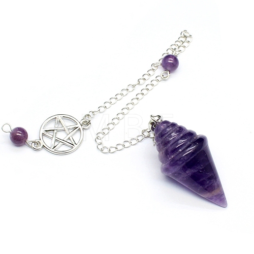 Natural Amethyst Dowsing Pendulum Big Pendants PW-WGF0E3C-06-1